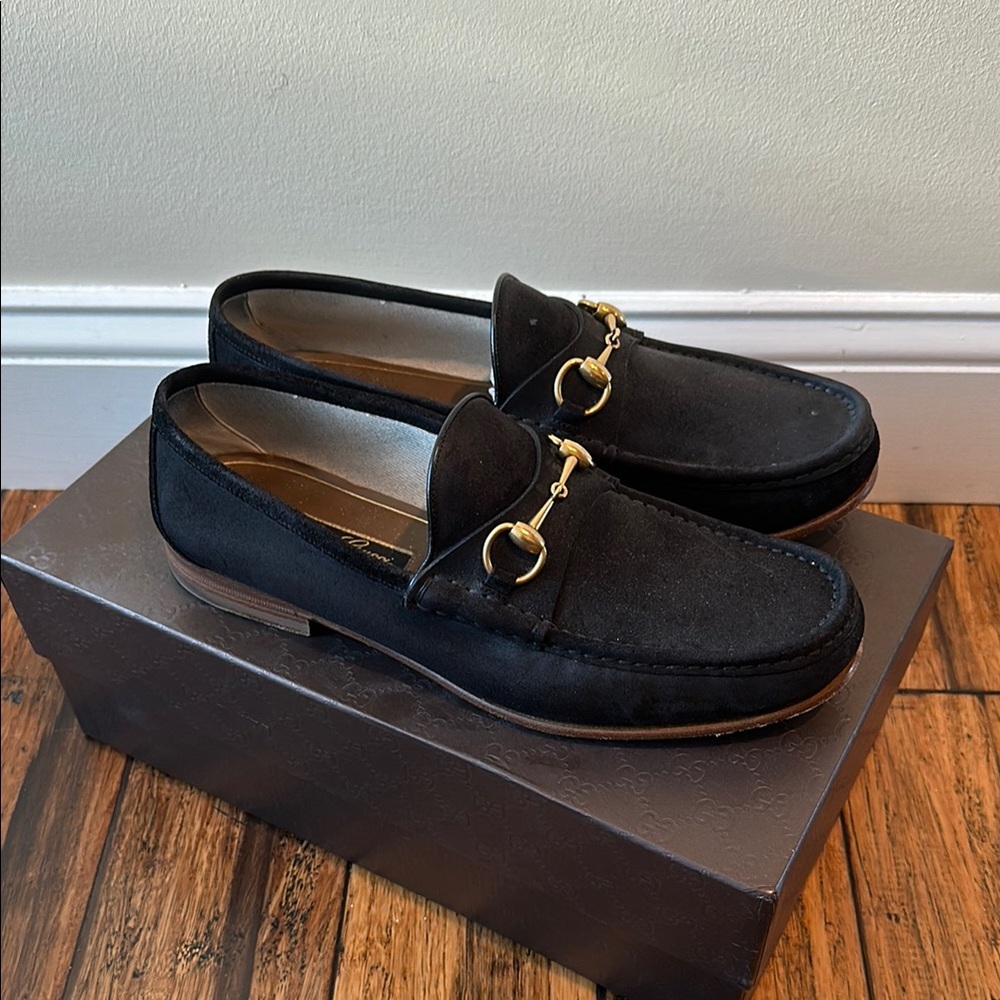 Gucci black suede loafer
